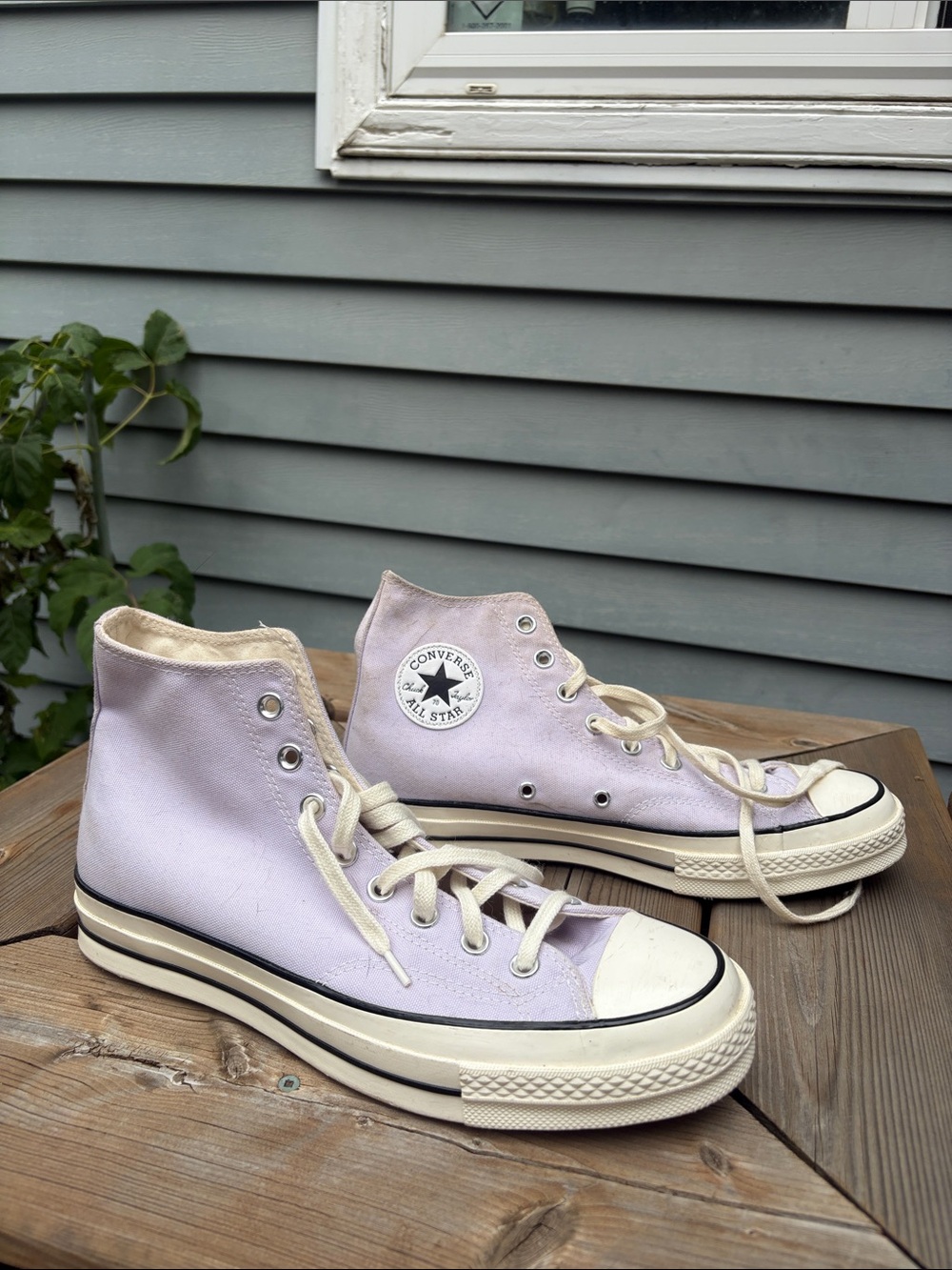 Converse High Top Sneakers in Pale Lavender and Cream